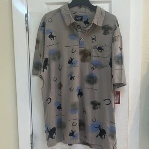 Kimes Ranch Men's Casual Button Down Shirt - Tan and Blue